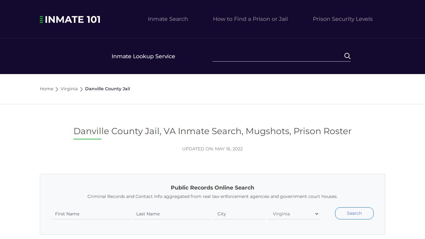 Danville County Jail, VA Inmate Search, Mugshots, Prison ...